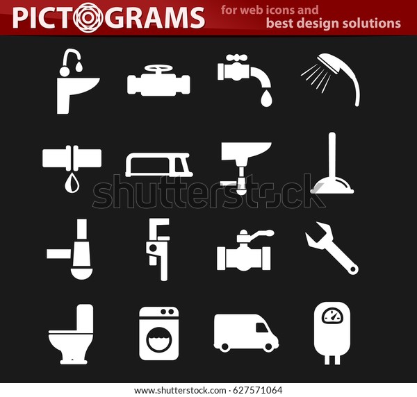 plumbing\
service vector icons for user interface\
design