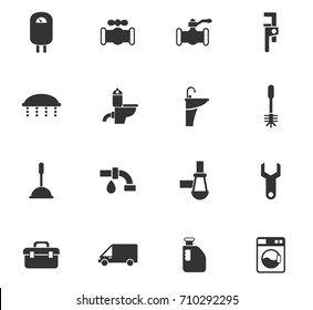 plumbing service vector icons for web and user interface design