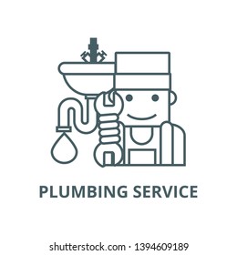 Plumbing service vector line icon, linear concept, outline sign, symbol