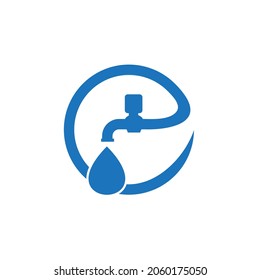 Klempnerdienst mit Wasserhahn-Symbol, Vektorgrafik-Logo