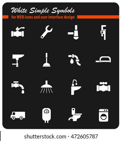 plumbing service web icons for user interface design