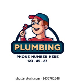 plumbing services character mascot man isolated on white background