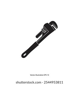 Plumbing services icon, wrench icon, vector illustration