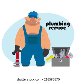 plumbing services. tools in the box. jack of all trades. vector illustration.