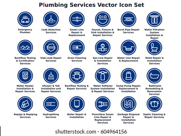 Plumbing Services Vector Icon Set