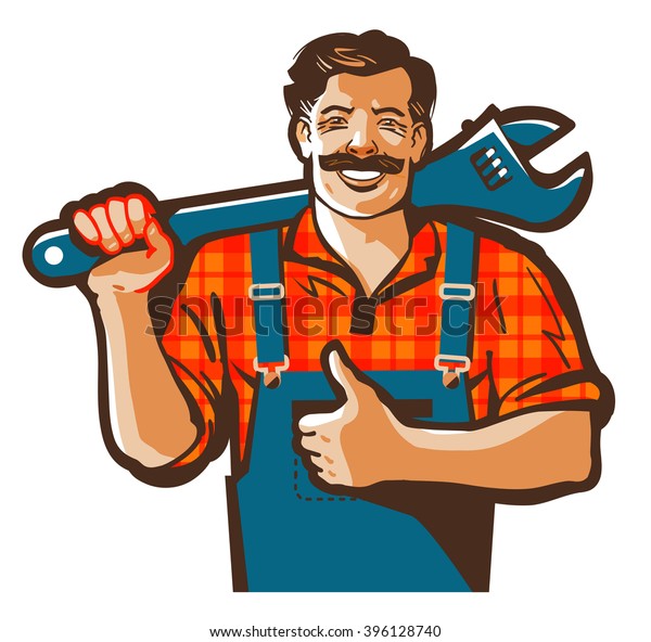 Plumbing Services Vector Logo Plumber Worker Stock Vector (Royalty Free ...