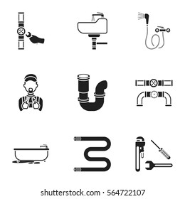 Plumbing set icons in black style. Big collection of plumbing vector symbol stock illustration