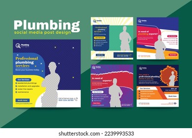 plumbing social media post design template 