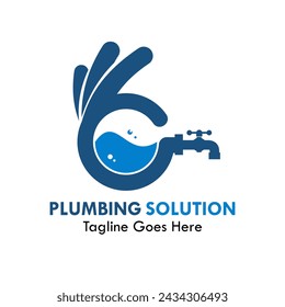 Plumbing solution design logo template illustration