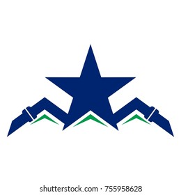 plumbing star and mountain vector logo.