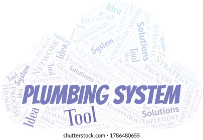 Plumbing System typography vector word cloud.