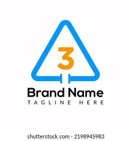 Plumbing Template On 3 Letter. Plumbing  Logo Design Concept
