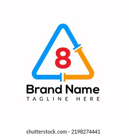 Plumbing Template On 8 Letter. Plumbing  Logo Design Concept