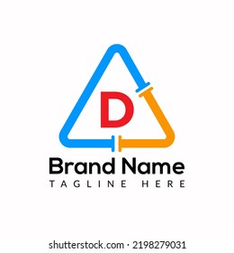 Plumbing Template On D Letter. Plumbing  Logo Design Concept