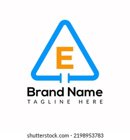 Plumbing Template On E Letter. Plumbing  Logo Design Concept