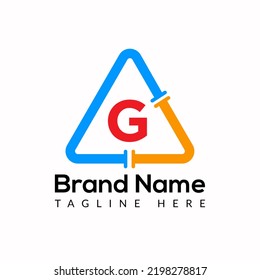 Plumbing Template On G Letter. Plumbing  Logo Design Concept