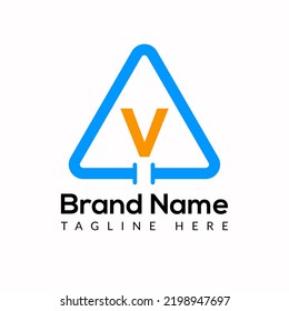 Plumbing Template On V Letter. Plumbing  Logo Design Concept