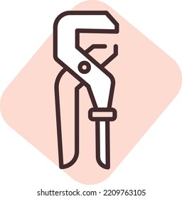 Klempnerwerkzeug, Illustration, Vektorgrafik auf weißem Hintergrund.