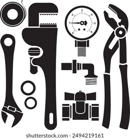 plumbing tool kit vector illustration