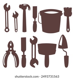 plumbing tools and hardware tool silhouette