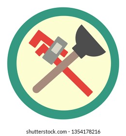 
Plumbing tools icon. Vector graphics in flat style.