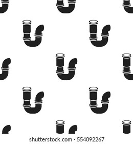 Plumbing trap icon in black style isolated on white background. Plumbing pattern stock vector illustration.