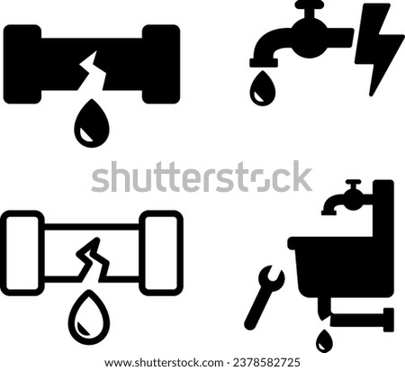 Plumbing trouble icon set : vector