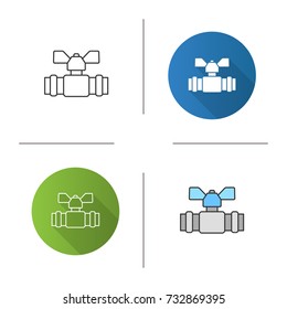 Plumbing valve icon. Flat design, linear and color styles. Water tap. Isolated vector illustrations