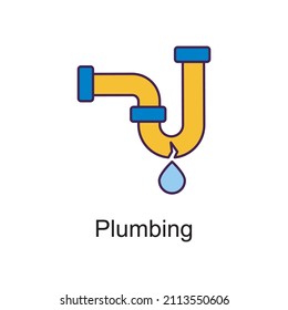 Ilustración de diseño de iconos de esquema rellenado mediante vector de fontanería. Símbolo de mejoras en el hogar sobre el fondo blanco Archivo EPS 10