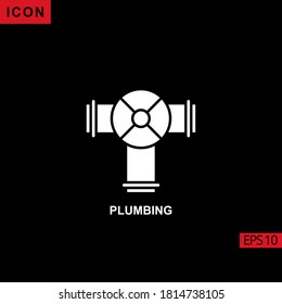 Plumbing vector icon on black background. Illustration flat icon for graphic, print media interfaces and web design.
