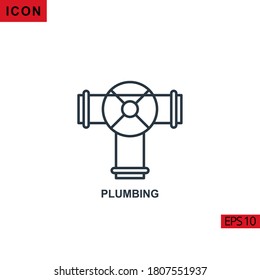 Icono del vector de fontanería sobre fondo blanco. Icono de línea de ilustración para gráficos, interfaces de medios impresos y diseño web.
