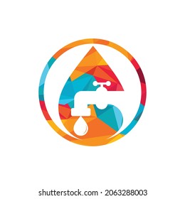 Plumbing vector logo design business template. Illustration of faucet plumbing logo design template.	
