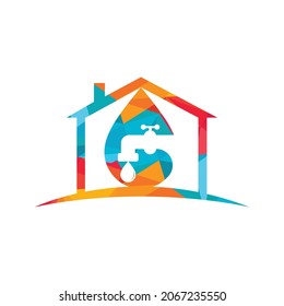 Plumbing vector logo design business template. Illustration of faucet plumbing home logo design template.	
