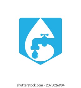 Plumbing vector logo design business template. Illustration of faucet plumbing logo design template.	