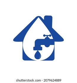 Plumbing vector logo design business template. Illustration of faucet plumbing home logo design template.	
