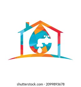 Plumbing vector logo design business template. Illustration of faucet plumbing home logo design template.	
