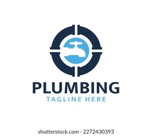 Diseño del logotipo vectorial de fontanería. Plantilla del vector de diseño del logotipo del grifo de agua del complemento