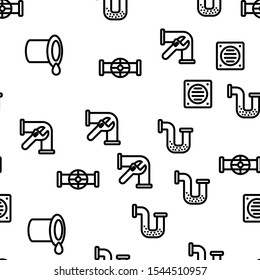 Plumbing Vector Seamless Pattern Thin Line Illustration