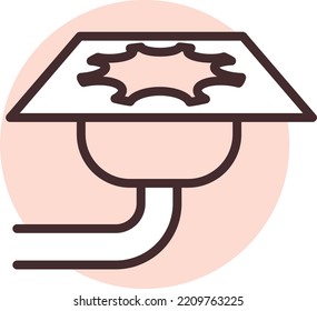 Drenaje de agua de fontanería, ilustración, vector sobre fondo blanco.