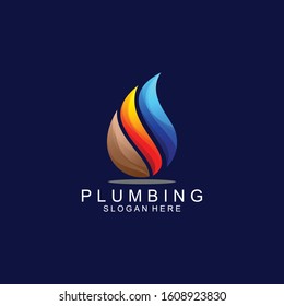 plumbing water logo design vector