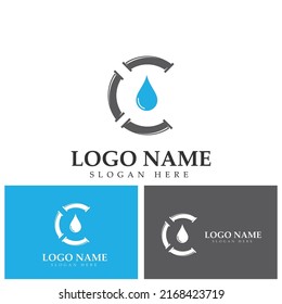 plantilla vectorial del icono del logotipo del agua de fontanería