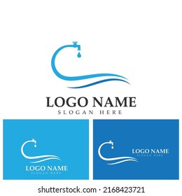 plantilla vectorial del icono del logotipo del agua de fontanería
