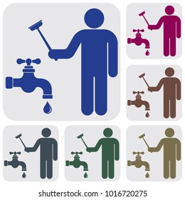 Icono de símbolo de trabajo de fontanería. Ilustración del vector