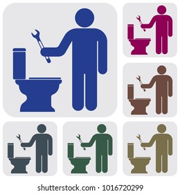 Plumbing work symbol icon. Vector illustration