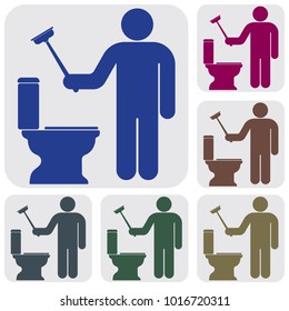 Plumbing work symbol icon. Vector illustration
