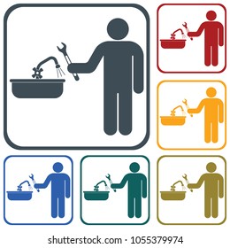 Plumbing work symbol icon. Vector illustration