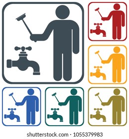 Plumbing work symbol icon. Vector illustration