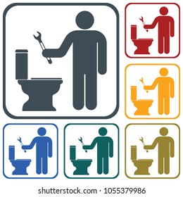 Plumbing work symbol icon. Vector illustration