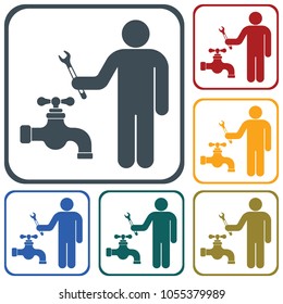 Plumbing work symbol icon. Vector illustration