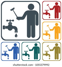 Plumbing work symbol icon. Vector illustration